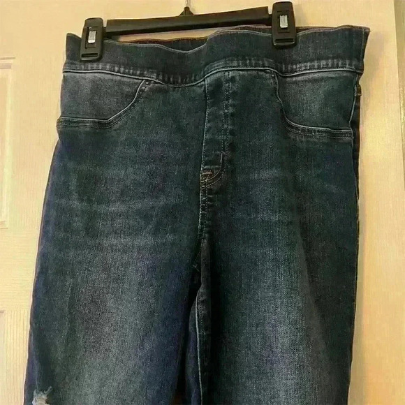 SPANX Women's Ankle Skinny Jeans Medium Distressed Blue Denim Pull-On Stretchy - Picture 8 of 13